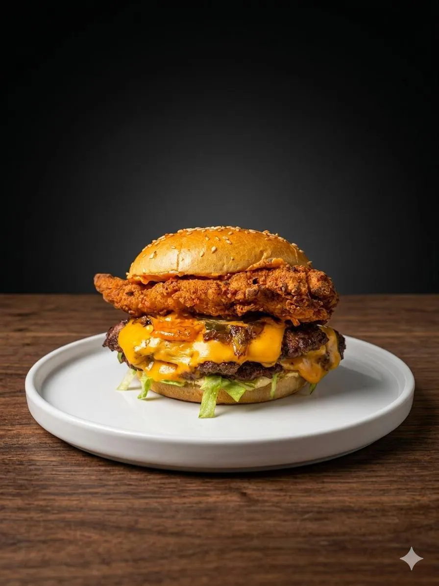 Mix burger with beef and chicken